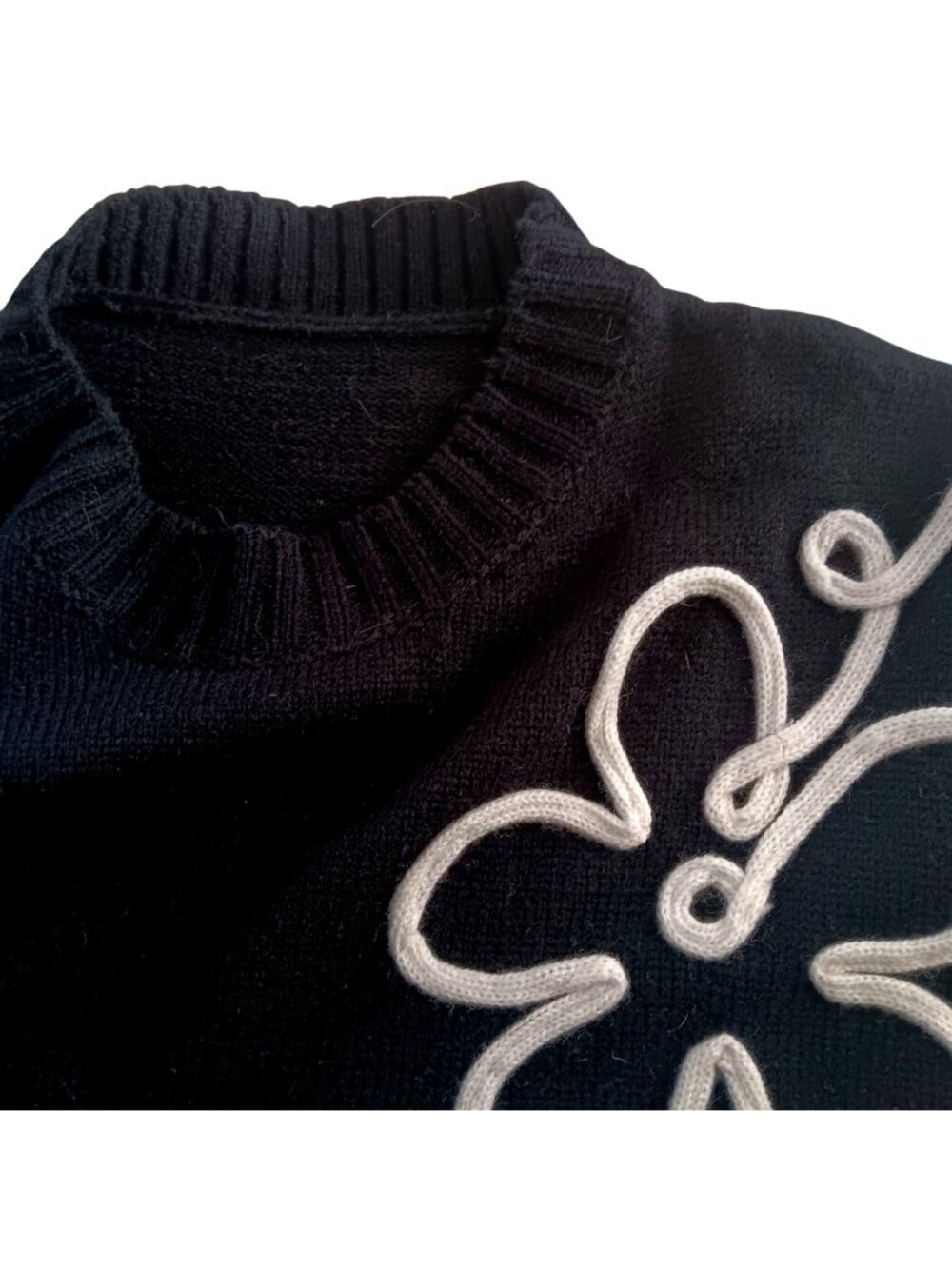 True Vintage Mod Sweater XL Women's Black Sleeveless Vest Applique Scooter